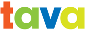 Logo spelling out "tava" in different block letters